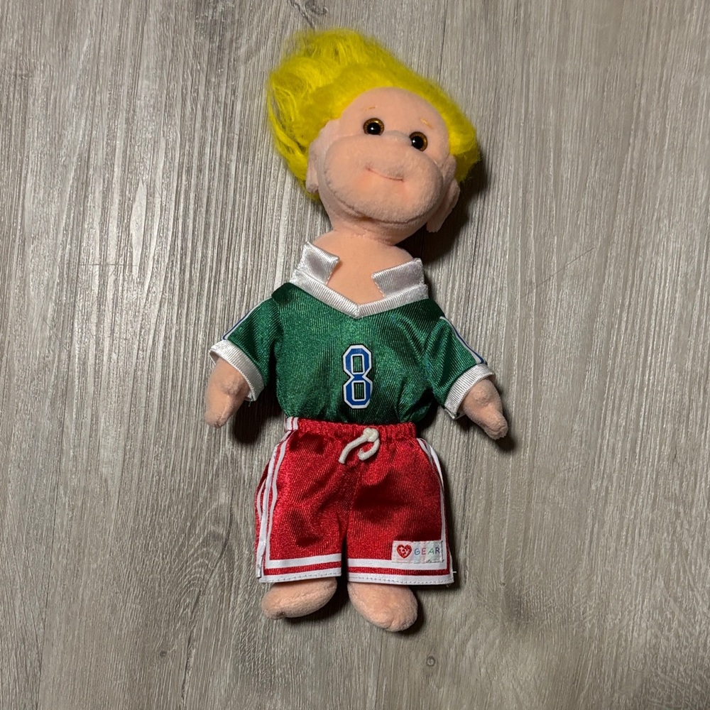 Ty Beanie 2000 Plush Doll with Green Jersey and Red Shorts